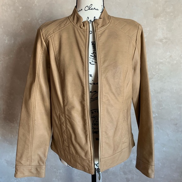 Christopher & Banks Jackets & Blazers - Tan Faux leather jacket
